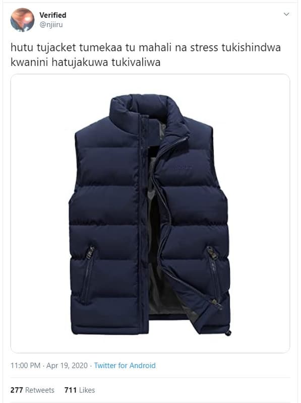 Verified njiiru hutu tujacket tumekaa tu mahali na stress tukishindwa kwanini ha