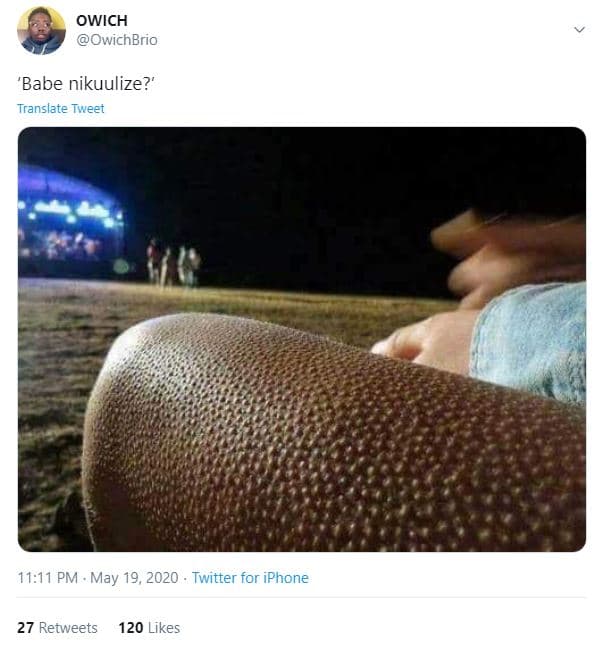 Owich owichbrio babe nikuulize? translate tweet 1111 pm may 19, twitter for ipho
