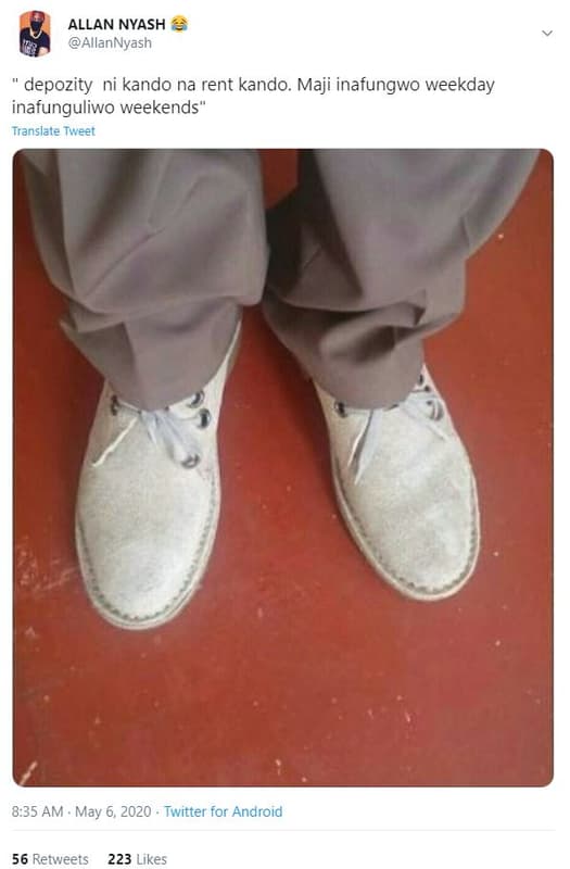 Allan nyash allannyash depozity ni kando na rent kando. maji inafungwo weekday i