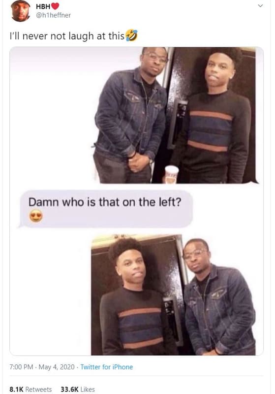 Hbh htheffner il never not laugh at this damn who is that on the left? 7.00 pm .