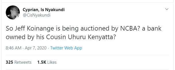 Cyprian, is nyakundi cisnyakundi so jeff koinange is being auctioned by ncba? a