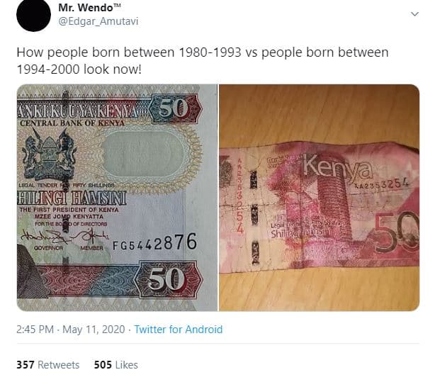 Mr. wendo edgar_amutavi how people born between vs people born between look now!
