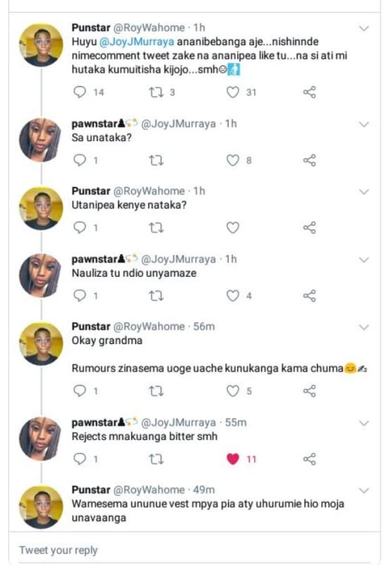 Punstar roywahome ih huyu joyjmurraya ananibebanga aje_nishinnde nimecomment twe