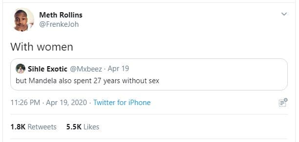 Meth rollins frenkejoh with women sihle exotic mxbeez ' apr 19 but mandela also