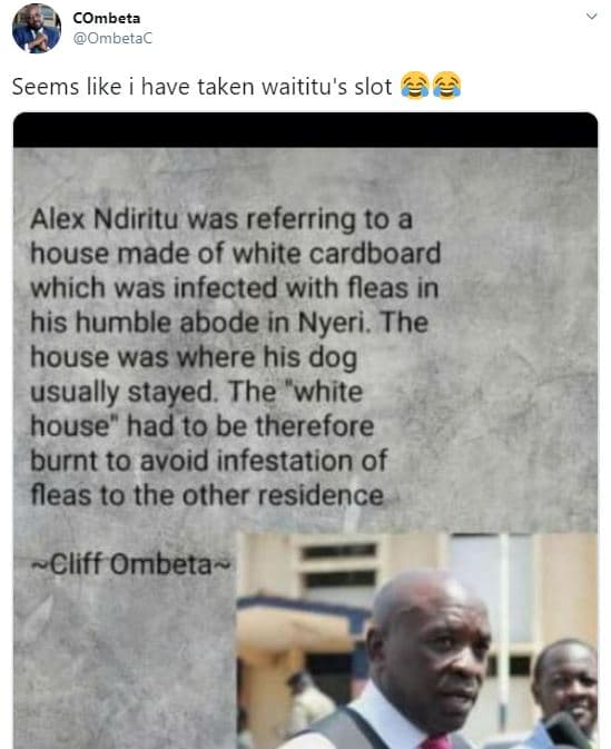 Combeta ombetac seems like have taken waititu's slot alex ndiritu was referring