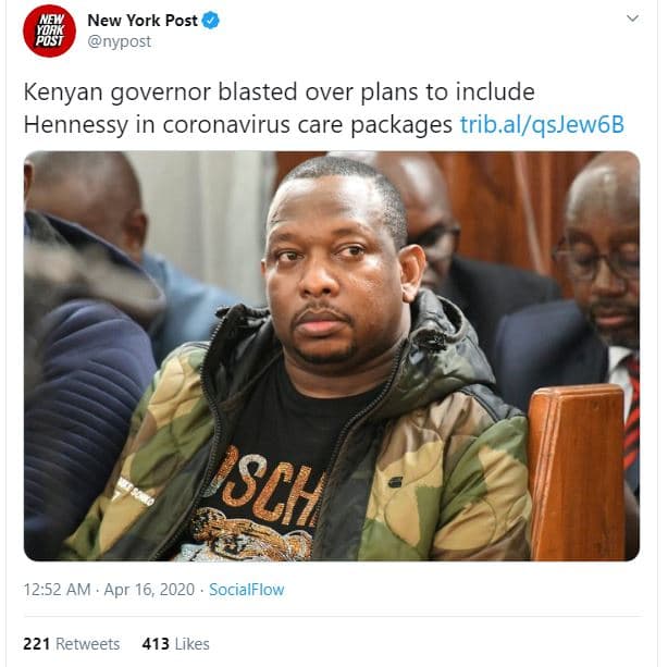 New york post nypost kenyan governor blasted over plans to include hennessy in c