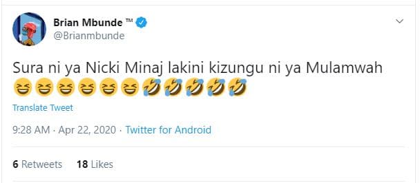Brian mbunde brianmbunde sura ni ya nicki minaj lakini kizungu ni ya mulamwah tr