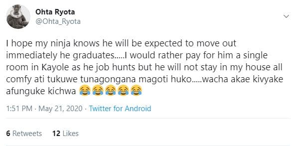 Ohta ryota ohta_ryota hope my ninja knows he will be expected to move out immedi