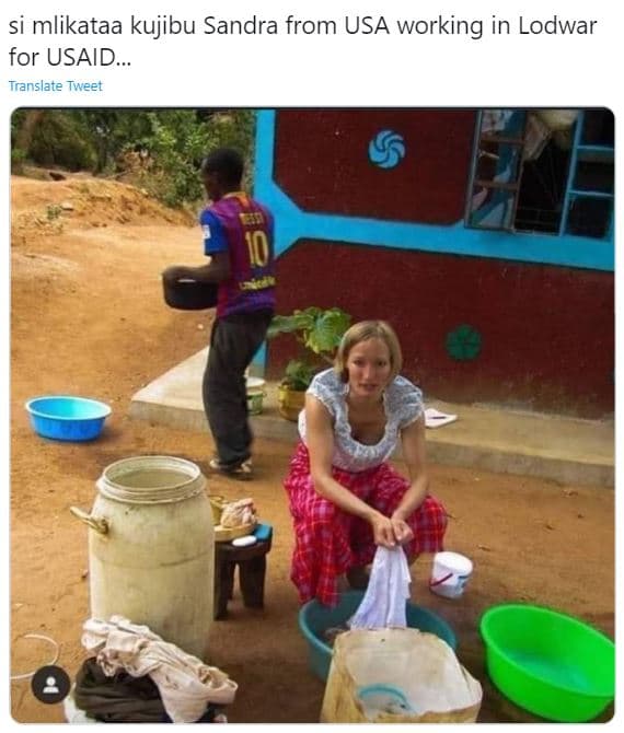 Si mlikataa kujibu sandra from usa working in lodwar for usaid. translate tweet