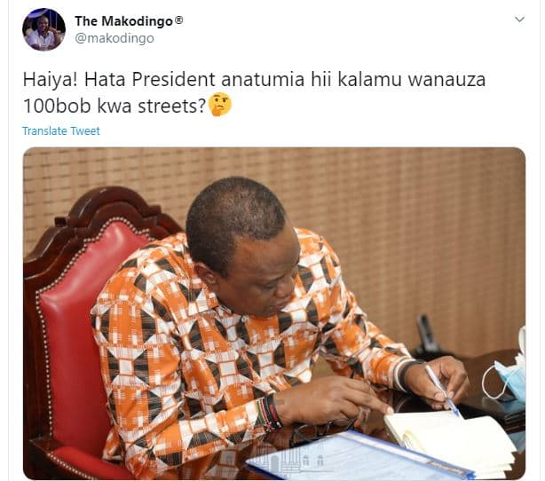 The makodingo makodingo haiya! hata president anatumia hii kalamu wanauza 1oobob