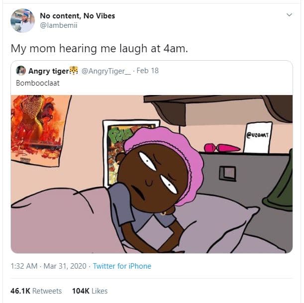 No content, no vibes lambemii my mom hearing me laugh at 4am. angry tiger angryt