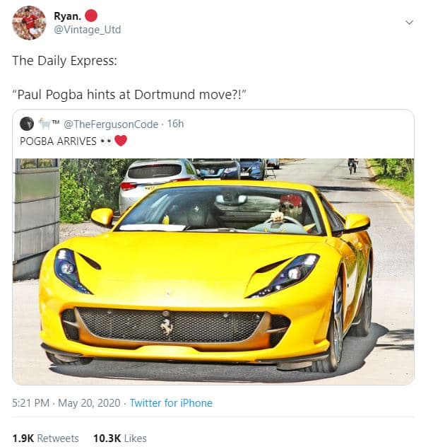 Ryan. vintage_utd the daily express 'paul pogba hints at dortmund move?! theferg