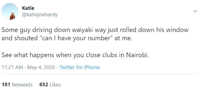 Katie katiejoehardy some guy driving down waiyaki way just rolled down his windo