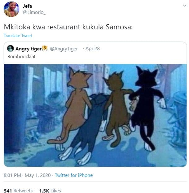 Jefa limorio _ mkitoka kwa restaurant kukula samosa translate tweer angry tiger
