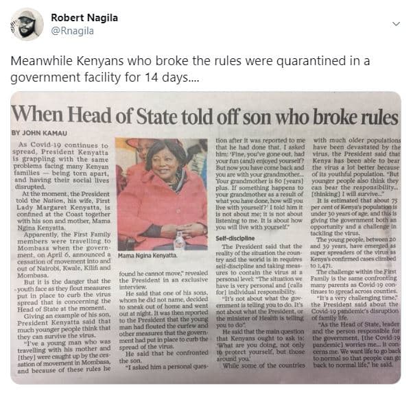 Robert nagila rnagila meanwhile kenyans who broke the rules were quarantined in
