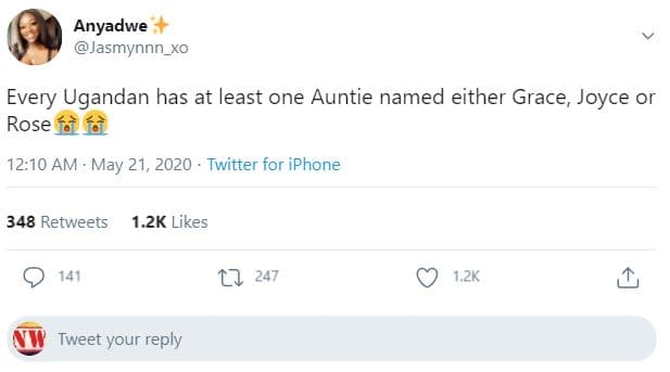 Anyadwe jasmynnn_xo every ugandan has at least one auntie named either grace joy