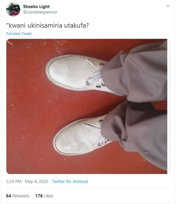 Shosho light carolinespencer kwani ukinisamiria utakufa? translate tweet 3.29 pm