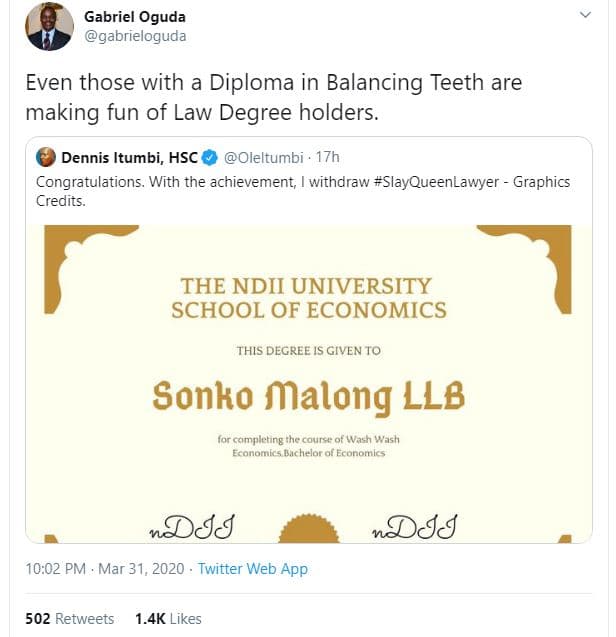 Gabriel oguda gabrieloguda even those with a diploma in balancing teeth are maki