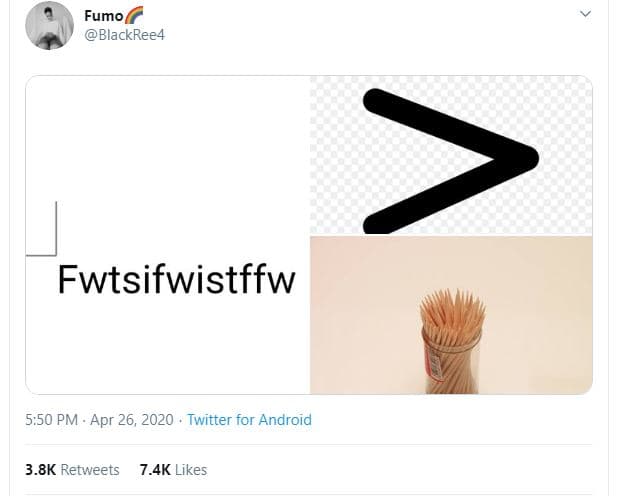 Fumo blackree4 fwtsifwistffw 5.50 pm apr 26, twitter for android 3.8k retweets 7