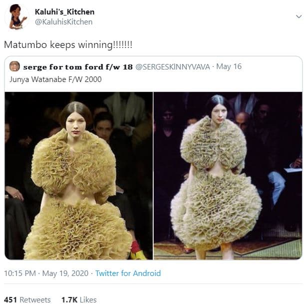 Kaluhi's_kitchen kaluhiskitchen matumbo keeps winning!!!!! serge for tom ford fw