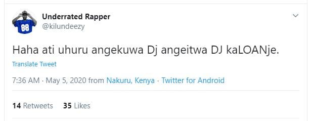 Underrated rapper kilundeezy 08 haha ati uhuru angekuwa dj angeitwa dj kaloanje.