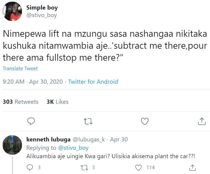 Simple boy stivo boy nimepewa lift na mzungu sasa nashangaa nikitaka kushuka nit