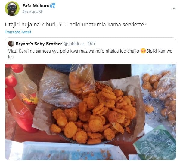 Fafa mukuru osoroke utajiri huja na kiburi, 500 ndio unatumia kama serviette? tr