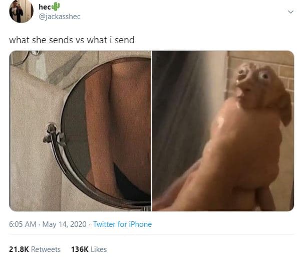 Hec jackasshec what she sends vs what send 6.05 am . may 14, twitter for iphone