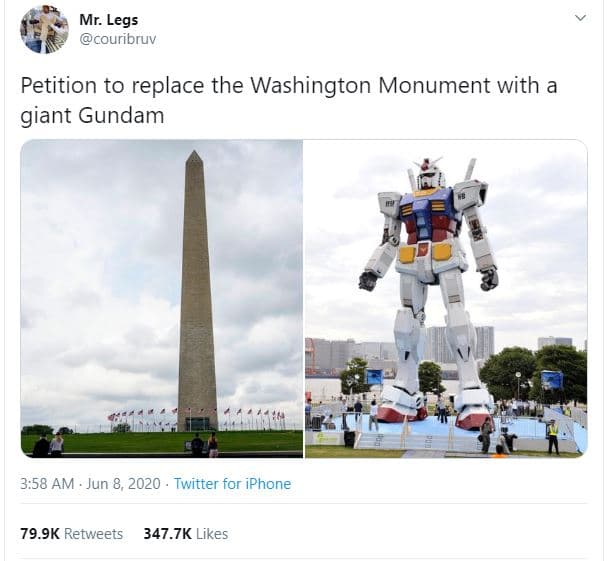 Mr. legs courıbruv petition to replace the washington monument with a giant gund