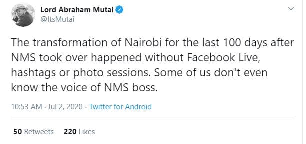 Lord abraham mutai itsmutai the transformation of nairobi for the last 100 days