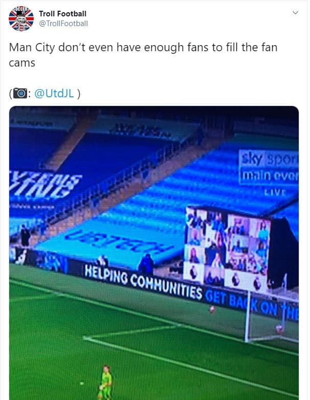 Troll football trollfootball man city don't even have enough fans to fill the fa
