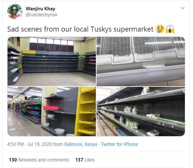 Wanjiru khay caroleshyrow sad scenes from our local tuskys supermarket 4,53 pm j