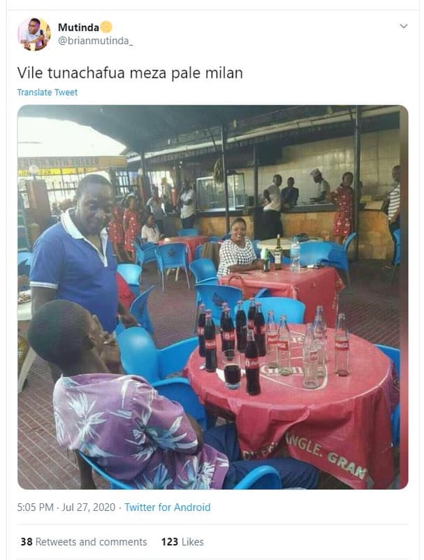 Mutinda brianmutinda_ vile tunachafua meza pale milan translate tweet 5,05 pm ju