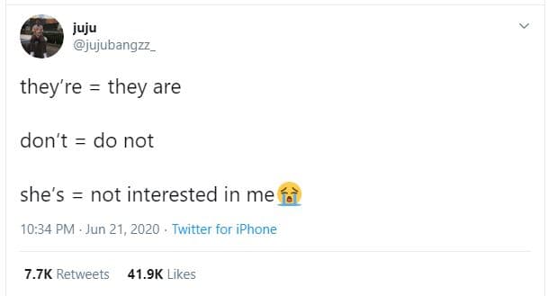 Juju jujubangzz they're they are don't do not she's not interested in me 10.34 p