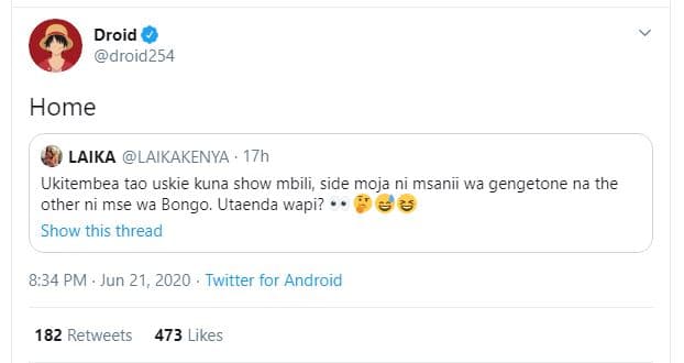 Droid droid 254 home laika laikakenya 17h ukitembea tao uskie kuna show mbili, s