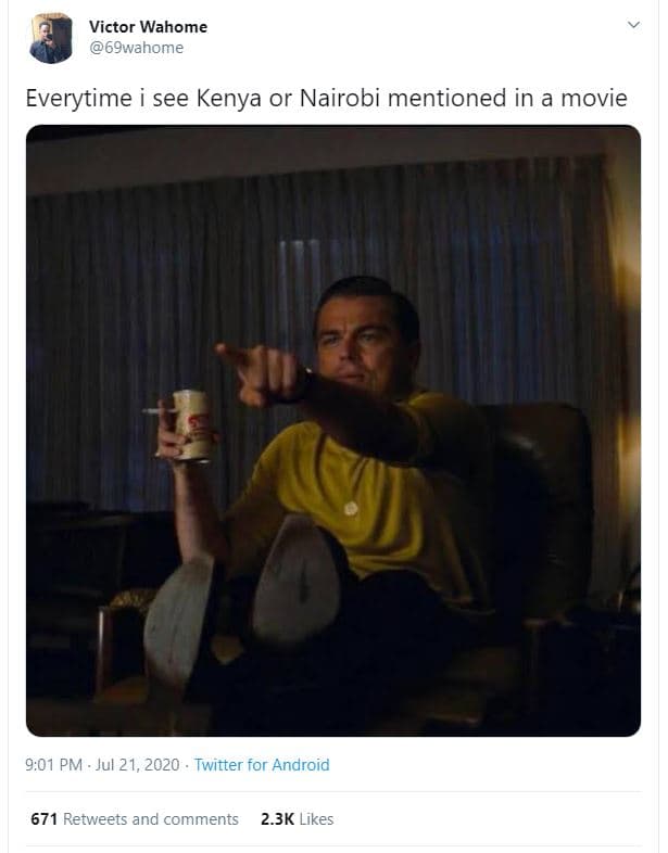 Victor wahome 69wahome everytime i see kenya or nairobi mentioned in a movie 9,0