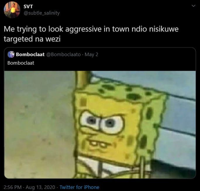 Svt subtle_salinity me trying to look aggressive in town ndio nisikuwe targeted
