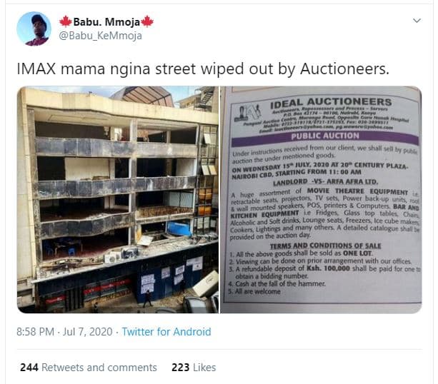 Babu. mmoja babu_kemmoja imax mama ngina street wiped out by auctioneers. ideal