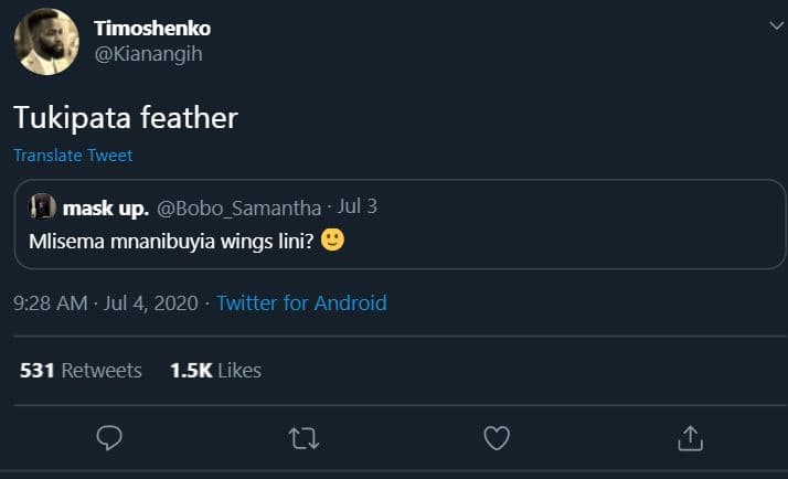 Timoshenko kianangih tukipata feather translate tweet mask up. bobo_samantha jul