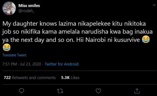 Miss smiles rodah _ my daughter knows lazima nikapelekee kitu nikitoka job so ni