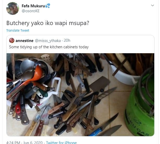 Fafa mukuru osoroke butchery yako iko wapi msupa? translate tweet annestine miss