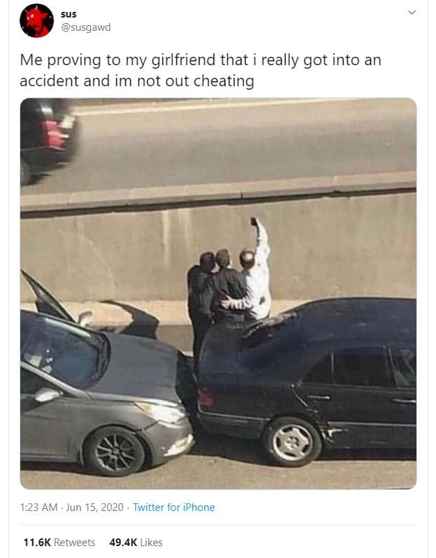 Sus susgawd me proving to my girlfriend that really got into an accident and im