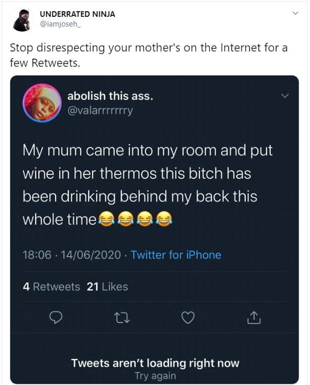 Underrated ninja iamjosen_ stop disrespecting your mother's on the internet for