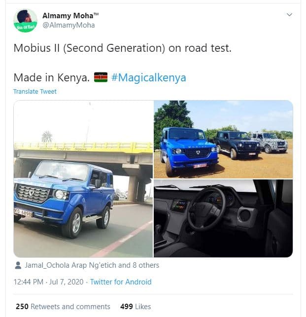 Almamy moha almamymoha mobius il second generation on road test. made in kenya.