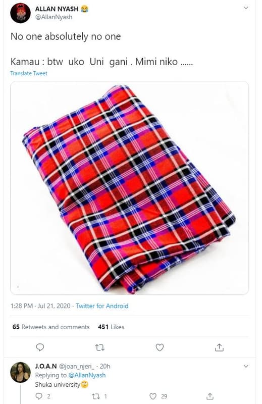 Allan nyash allannyash no one absolutely no one kamau btw uko uni gani . mimi ni