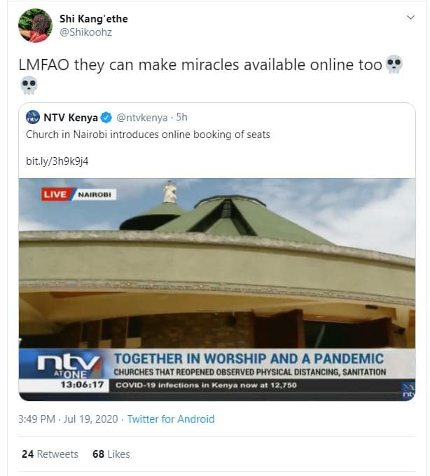 Shi kang'ethe shikoohz lmfao they can make miracles available online too ntv ken