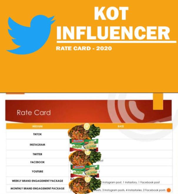 Kot influencer rate card rate card moln irtor iniiaceam iitiee faclbook touiube