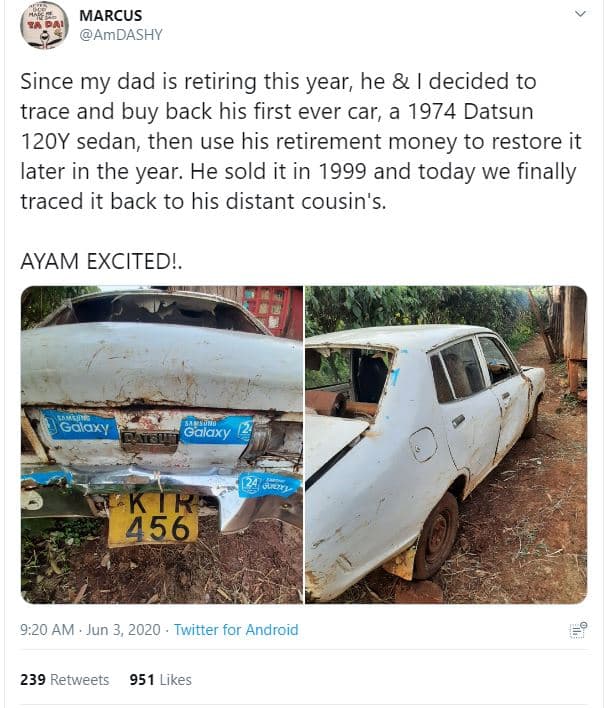 Marcus amdashy since my dad is retiring this year he decided to trace and buy ba