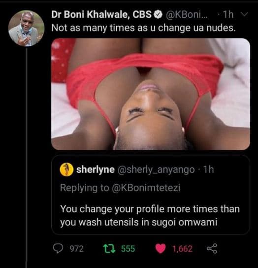 Dr boni khalwale, cbs0 kboni . ih not as many times as u change ua nudes. sherly