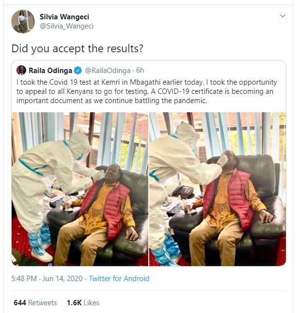 Silvia wangeci silvia_wangeci did you accept the results? raila odinga railaodin